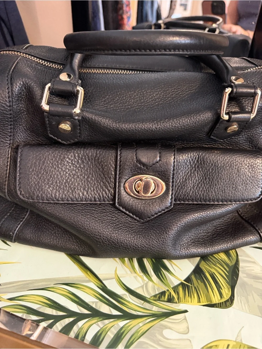 Karla Hanson Black Leather Satchel Handbag - Classic Women's Bag